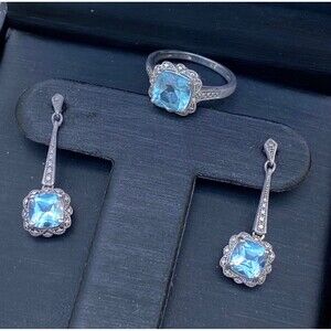 Zales Blue Topaz Earrings and Ring Set